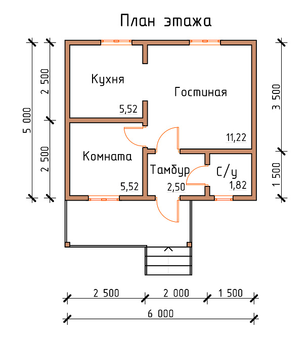 Дом № 1А (5х6 м) в Саранске
Дом № 1А (5х6 м)