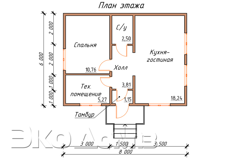 Дом (каркас) № 1б (6х8 м) в Саранске
Дом (каркас) № 1б (6х8 м)