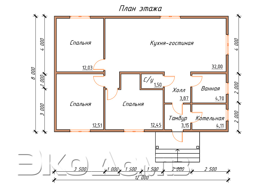 Дом (каркас) № 5 (8х12 м) в Саранске
Дом (каркас) № 5 (8х12 м)