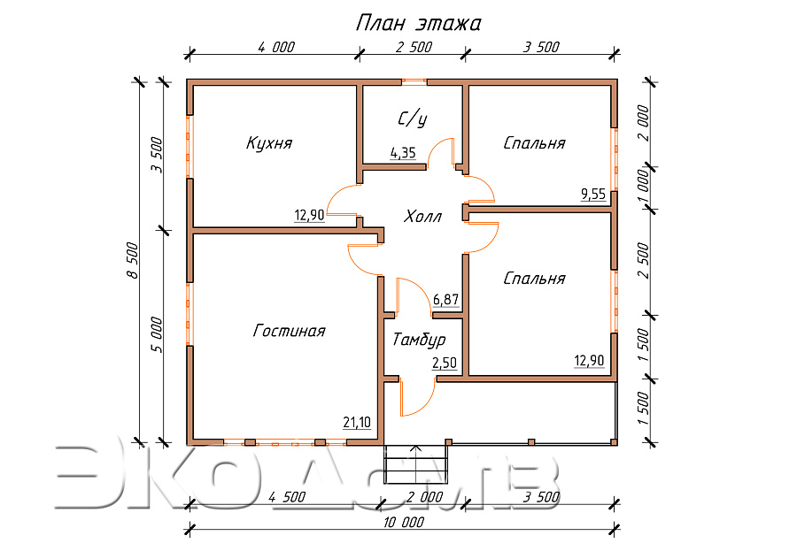 Дом № 2А (8,5х10 м) в Саранске
Дом № 2А (8,5х10 м)